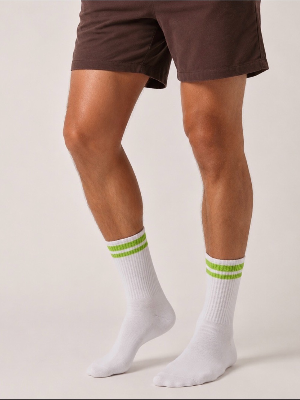 FREE PEOPLE— NWT White Quarter Crew Socks with Lime Stripes
